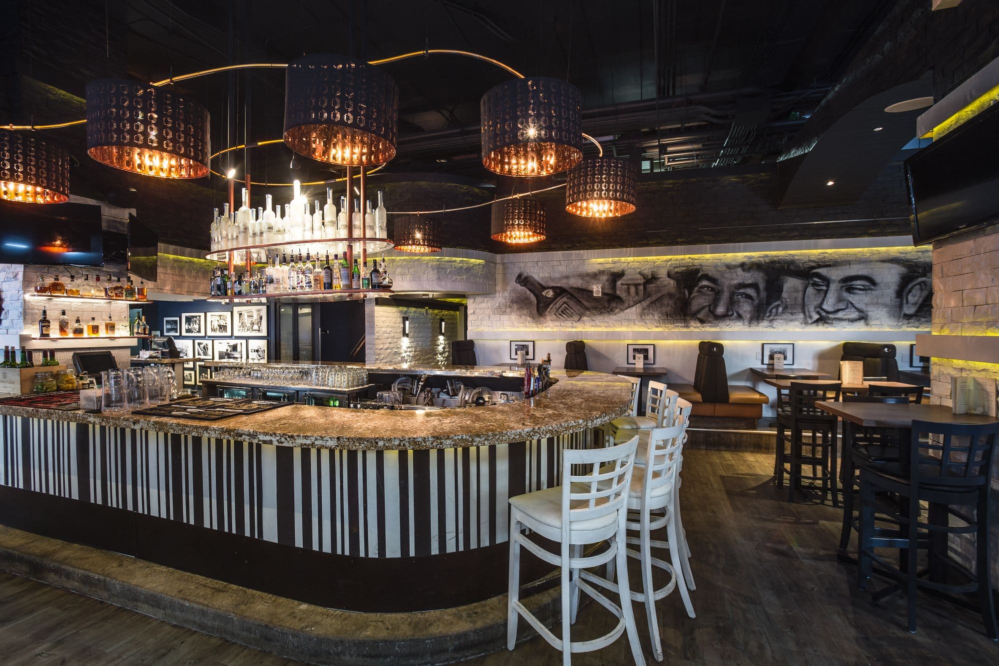 Downtown restaurant renovation Calgary — bar and dining area