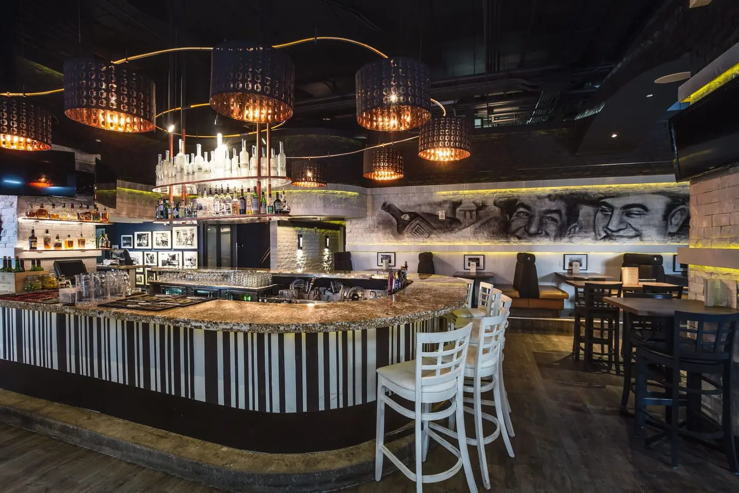 Downtown restaurant renovation Calgary — bar and dining area